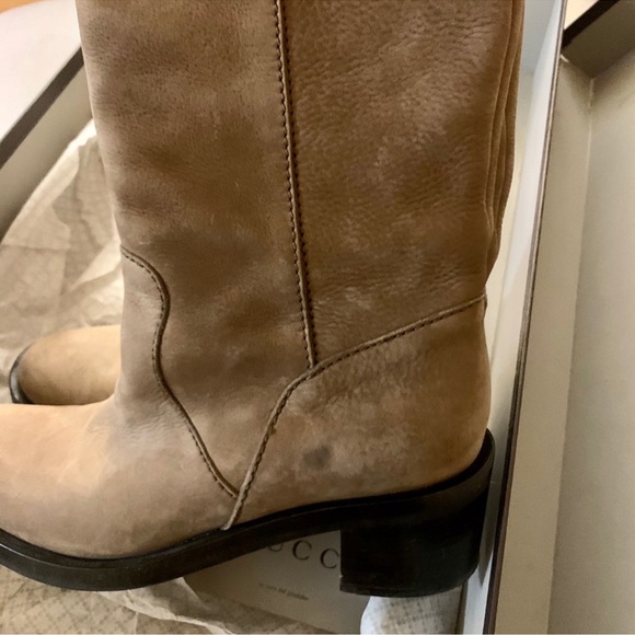 ♥️GUCCI | Women's Tan Nubuck Riding Boots - sz 37.5 - Picture 10 of 17